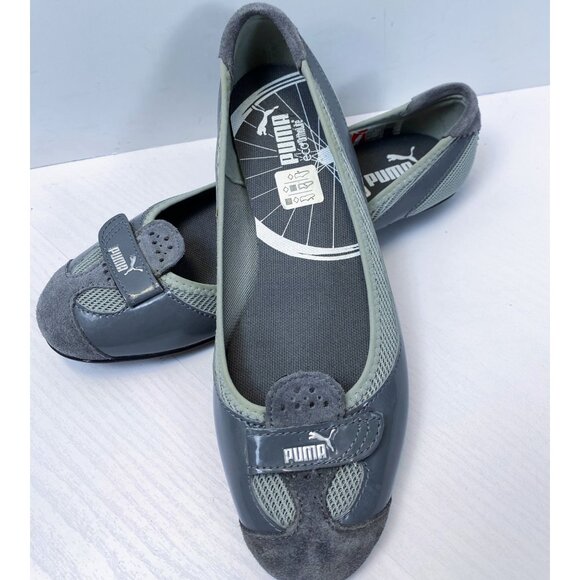Puma Shoes - Puma Zandy Ballet Flats Womens Size 8.5 Grey Suede Sporty Slip On Shoes VTG Y2K